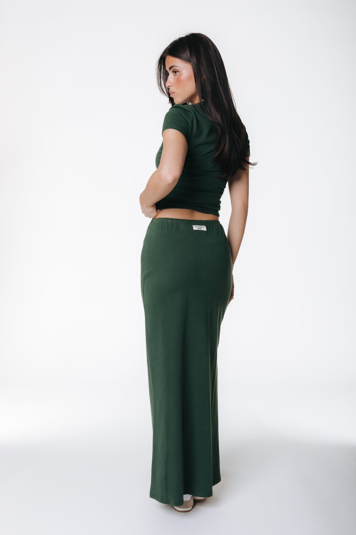 Fitted Maxi Skirt | Dark green