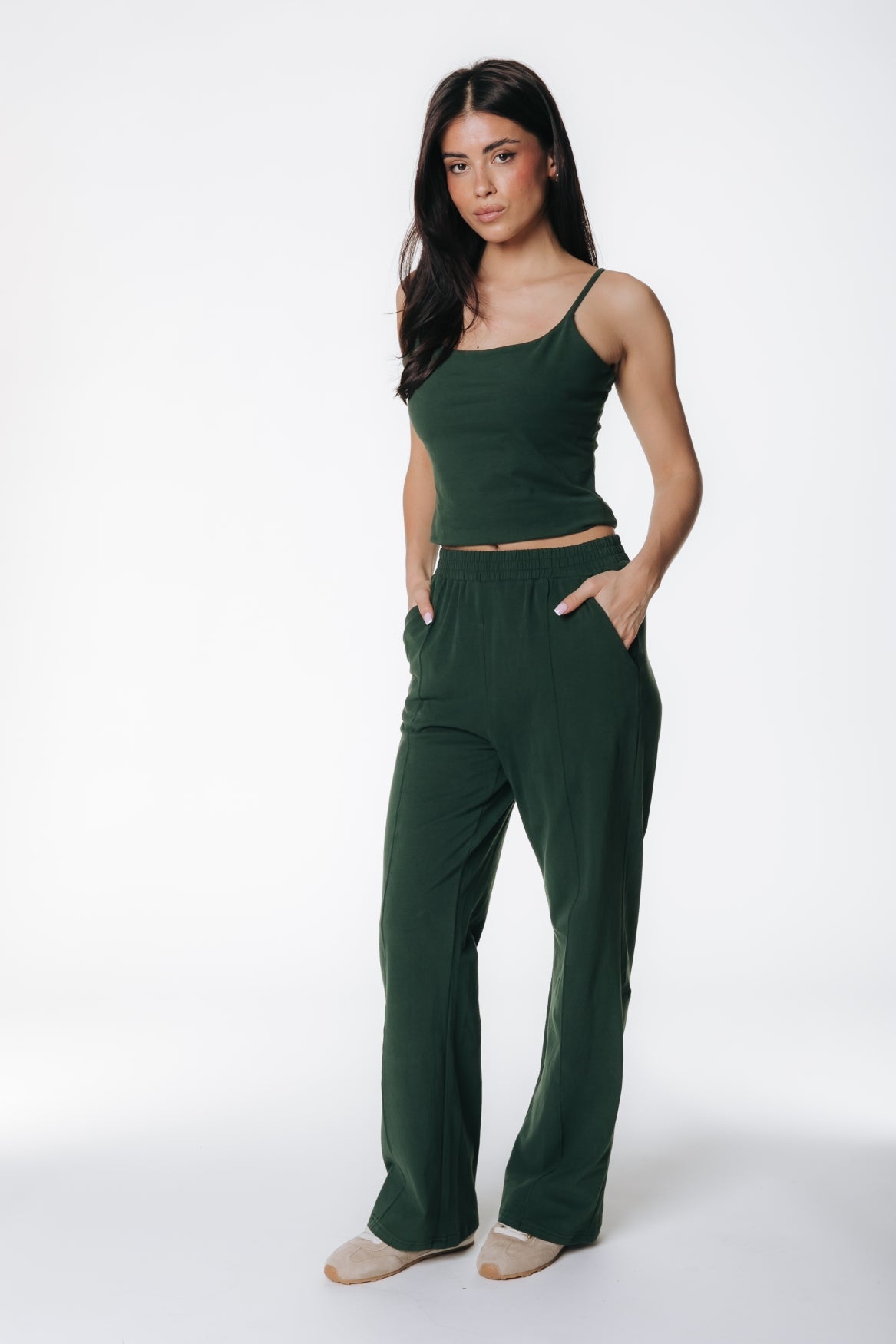 Fitted Strap Top | Dark green