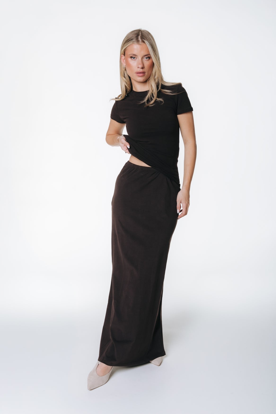 Fitted Maxi Skirt | Darkest Brown