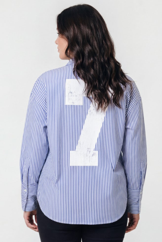 Talia-Bluse mit Streifen | Weiß/Blau