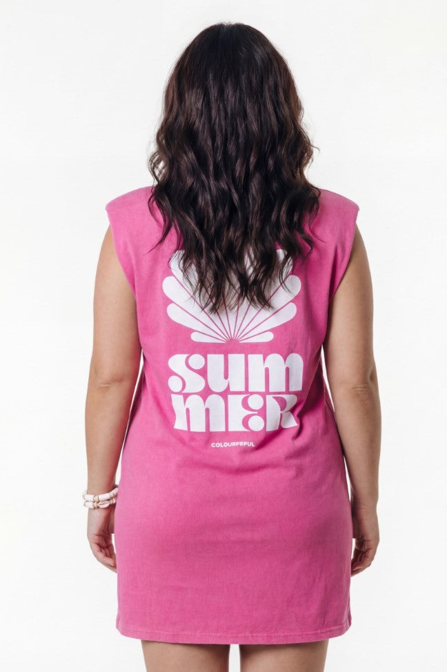 Summer Shell Padded Dress | Dark fuchsia