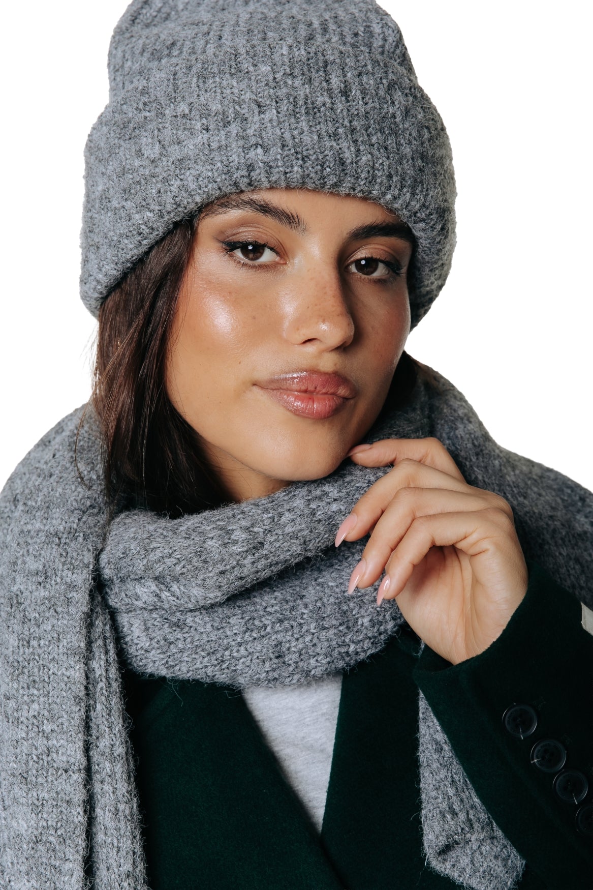 Uni Knitted Beanie | Medium grey melange