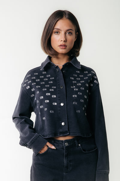 Billie Denim Blouse | Dark gray denim