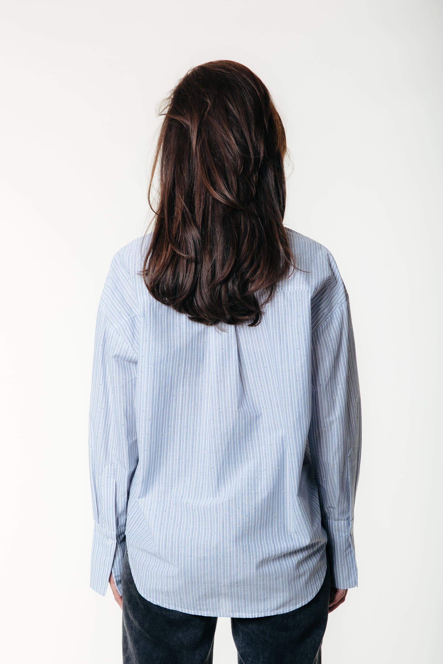 Talia Rhinestone Stripe Blouse | Light Blue