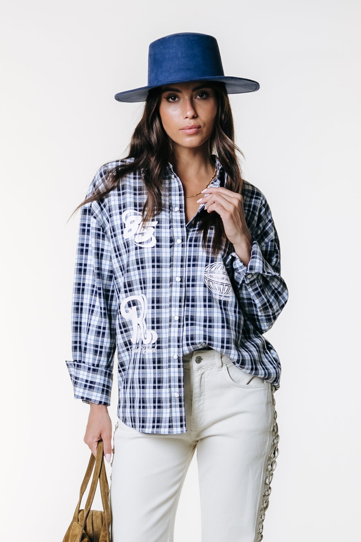 Talia Check Logo Blouse | Multicolor