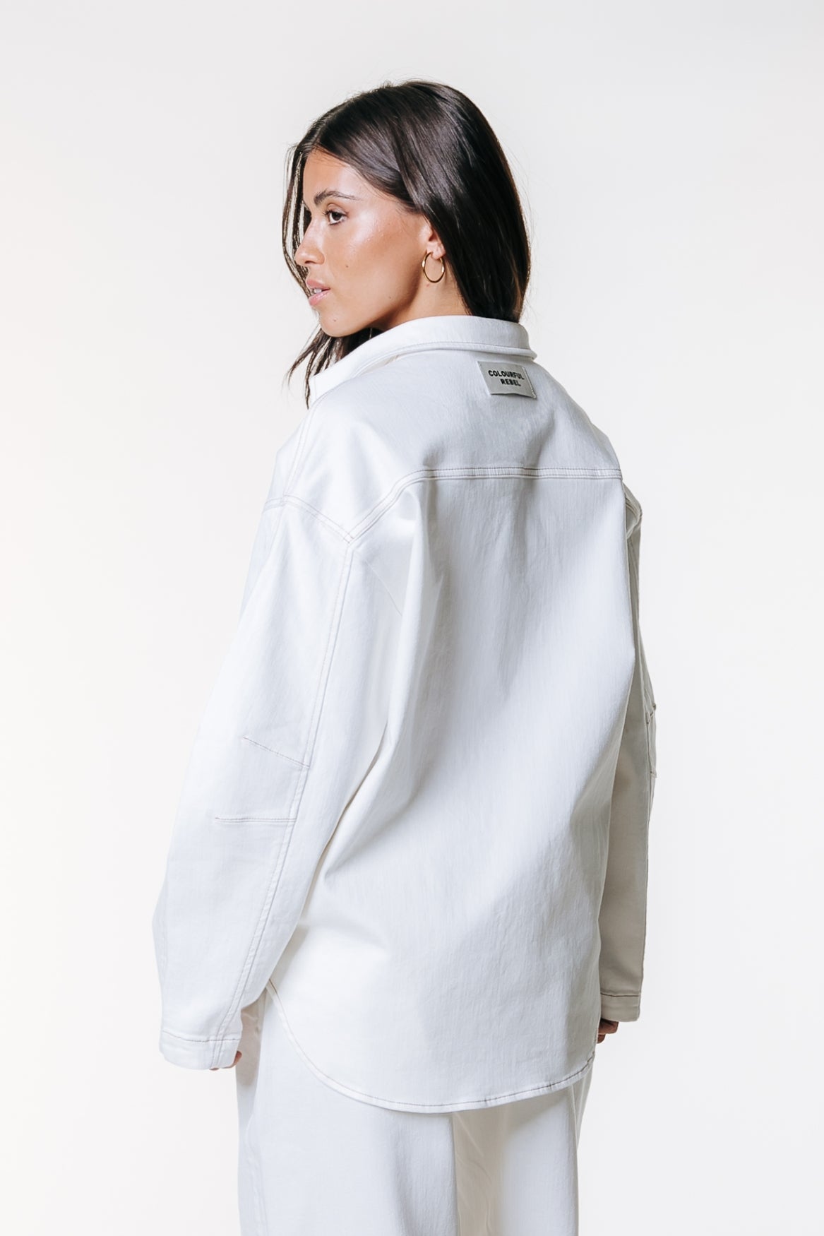 June Barrel Sleeve Blouse | White Denim