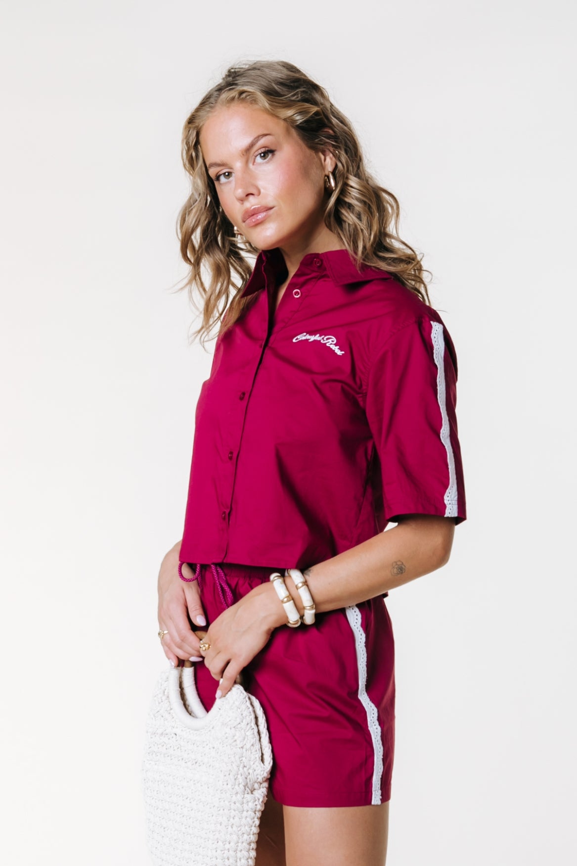 Miggy Cropped Blouse | Deep Burgundy