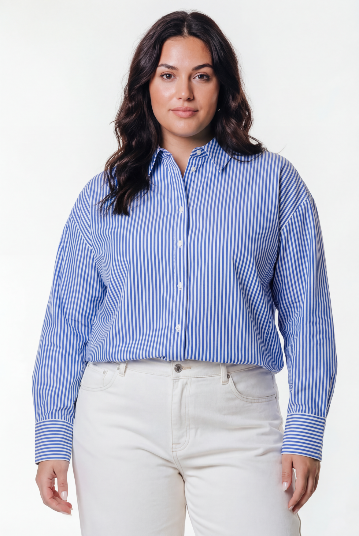 Talia-Bluse mit Streifen | Weiß/Blau