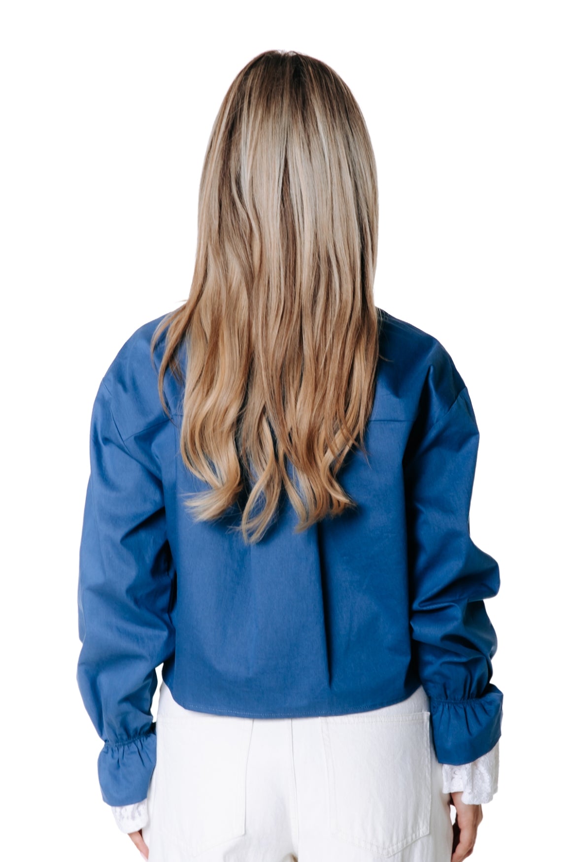 Alisa Lace Cropped Blouse | Medium blue