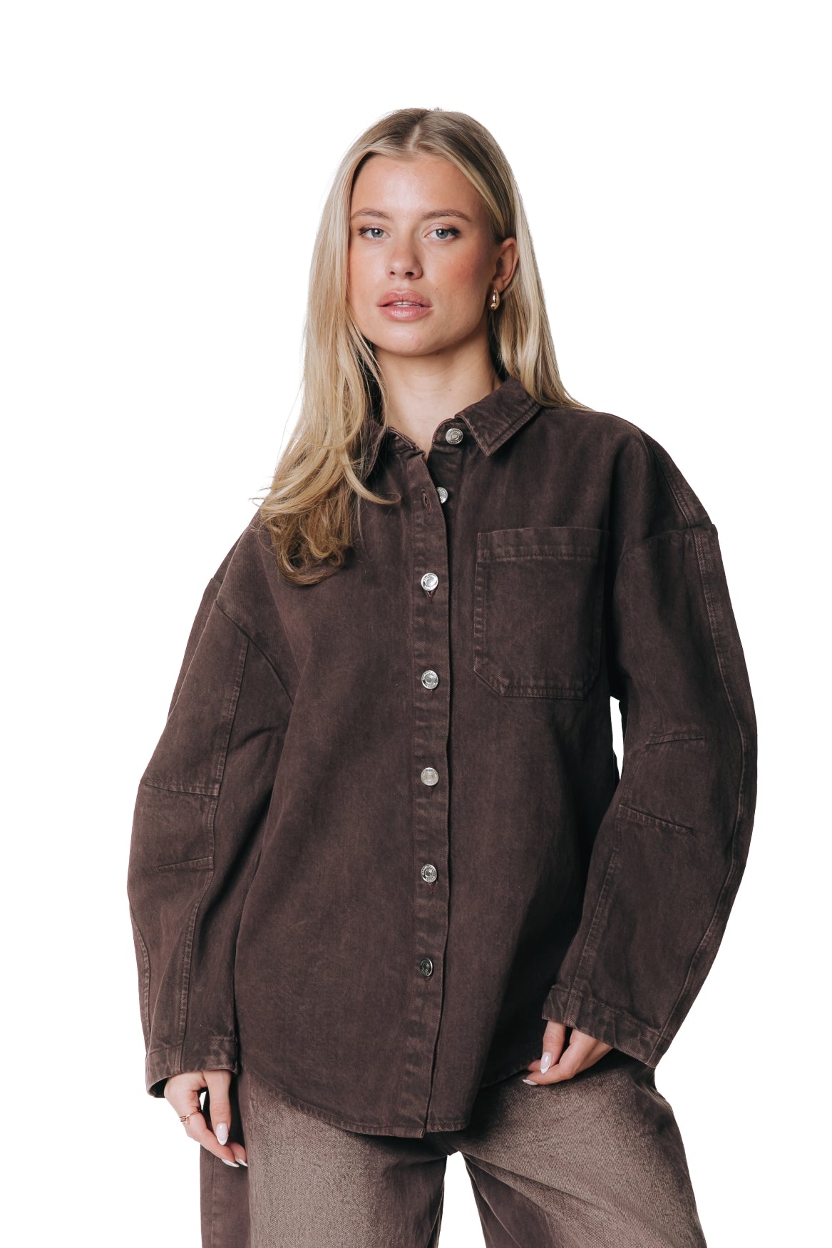 June Barrel Sleeve Blouse | Brown