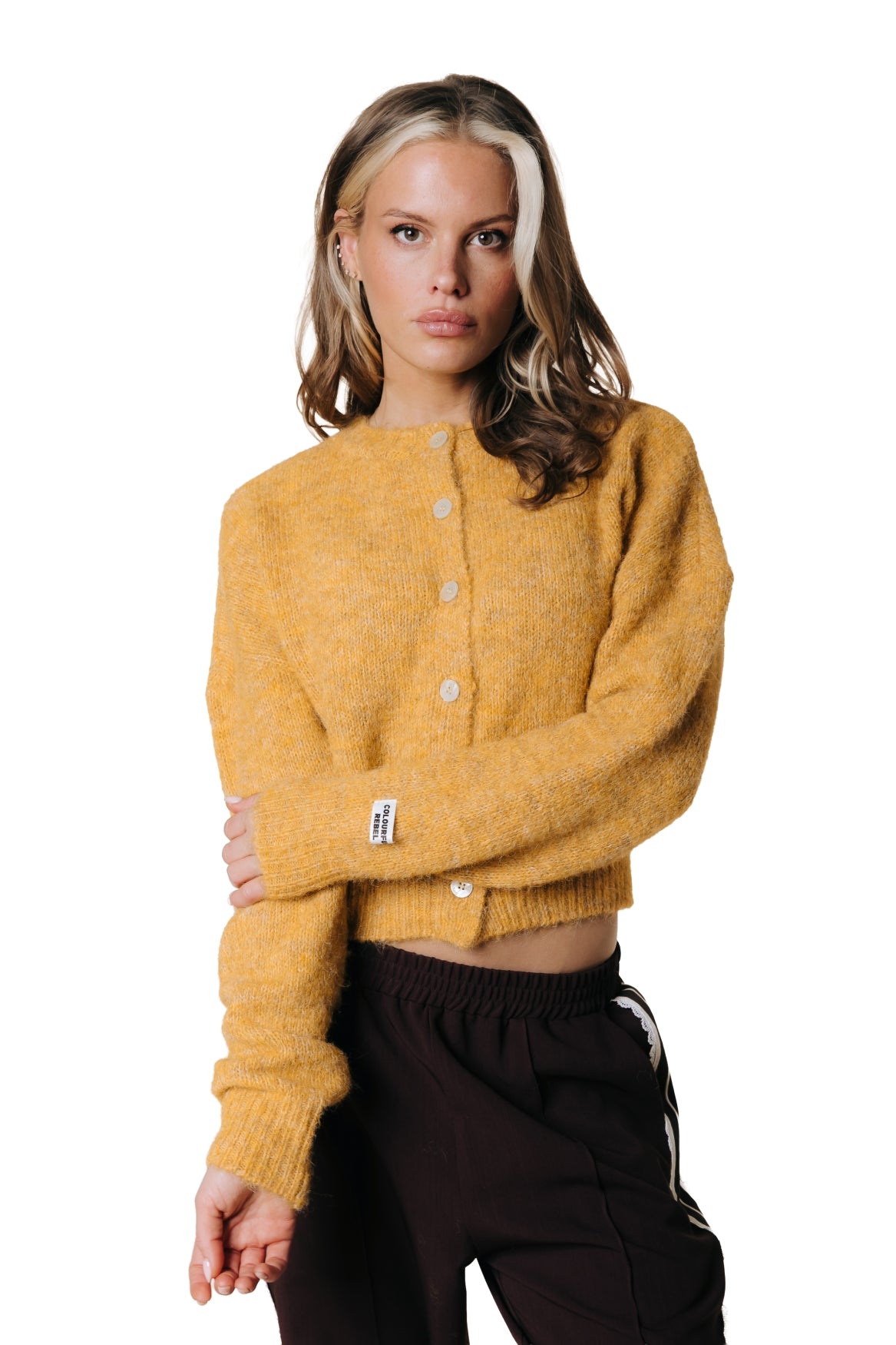 Gestrickte Strickjacke „Yara“ | Ockergelb