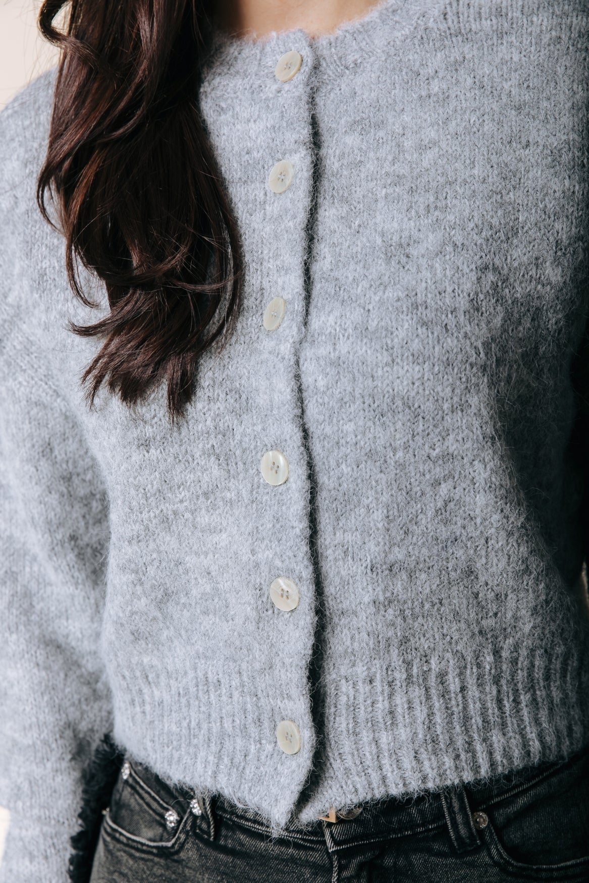 Yara Knitted Cardigan | Medium grey