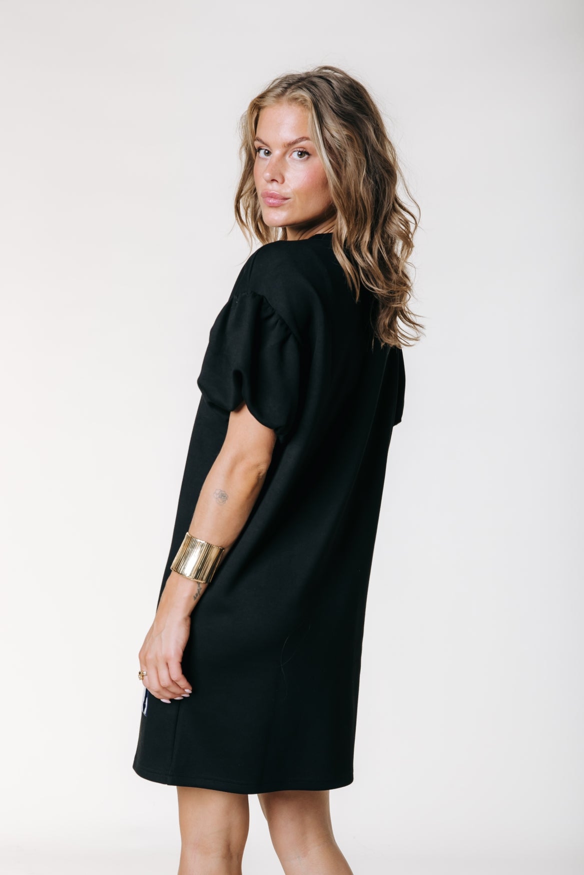 Hannah Balloon Sleeve Dress | Black