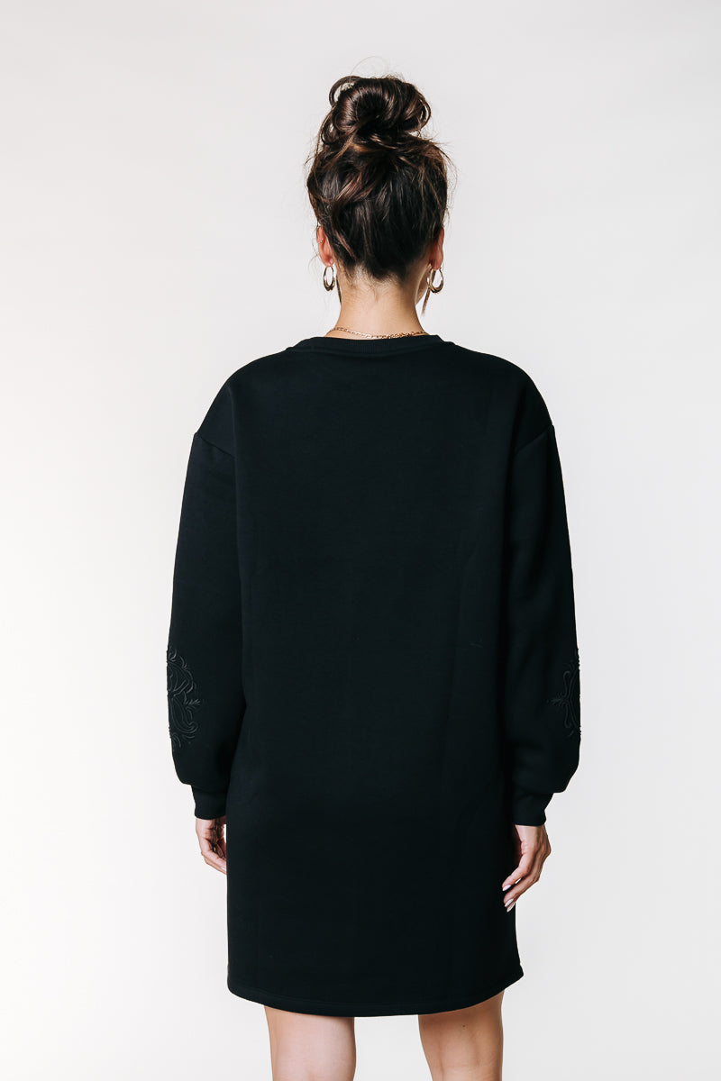 Embro Sleeve Sweat Dress | Black