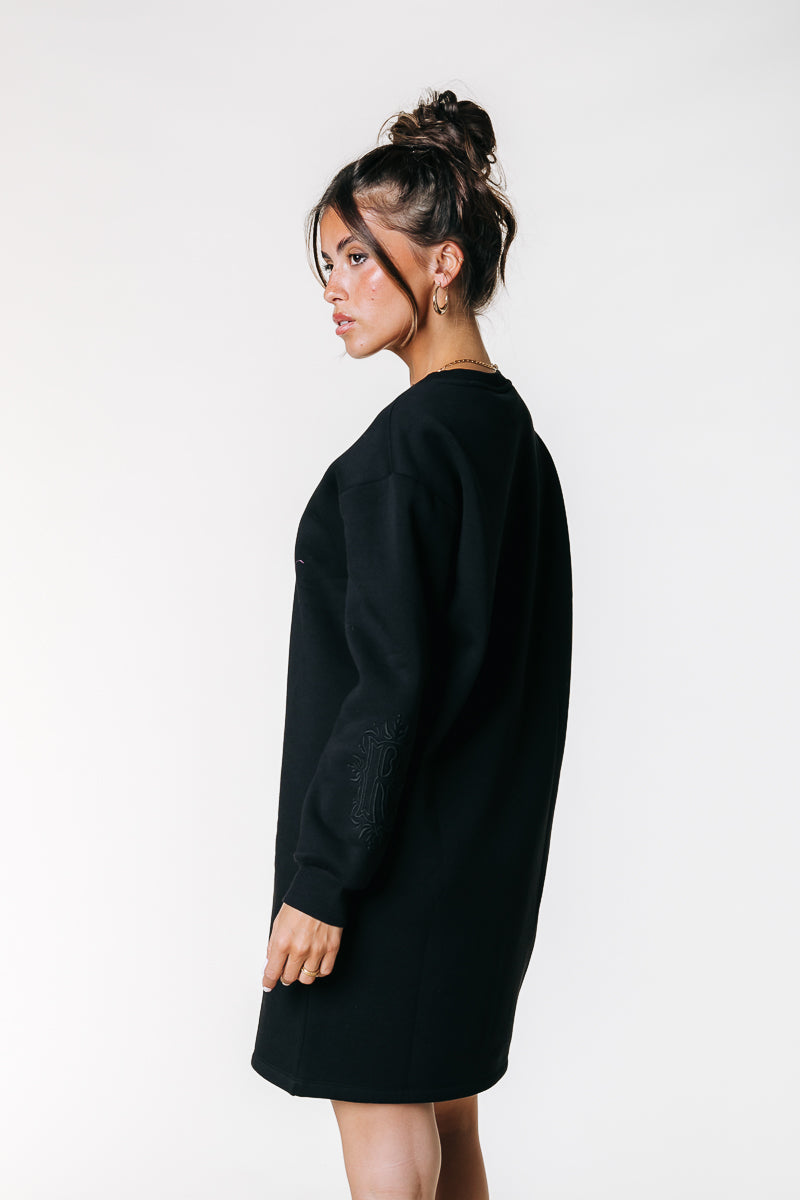 Embro Sleeve Sweat Dress | Black
