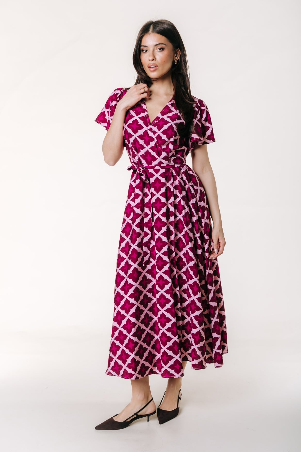 Ava Geo Wrap Dress | Multicolor