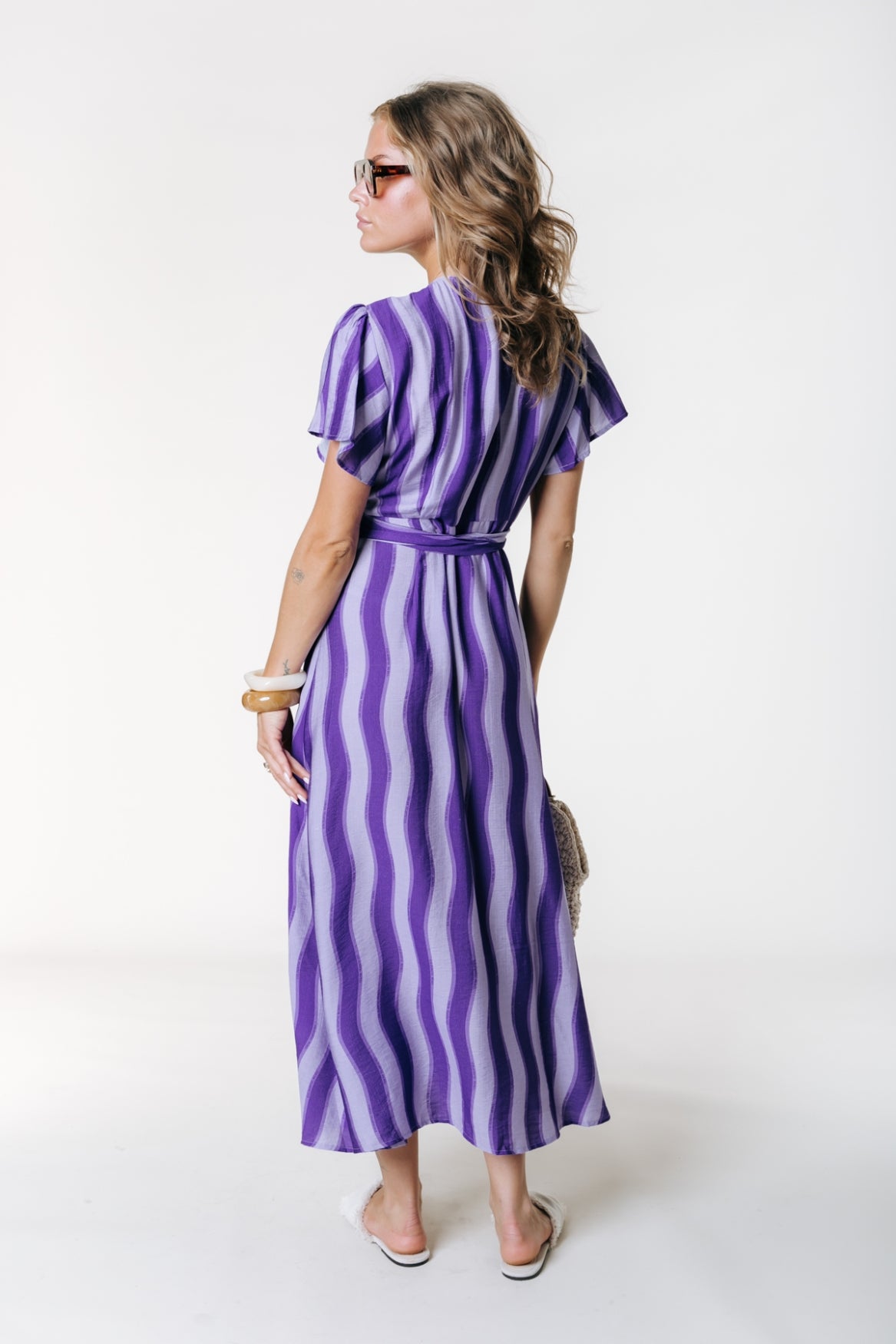 Ava Wavy Stripe Dress | Dark Lavender