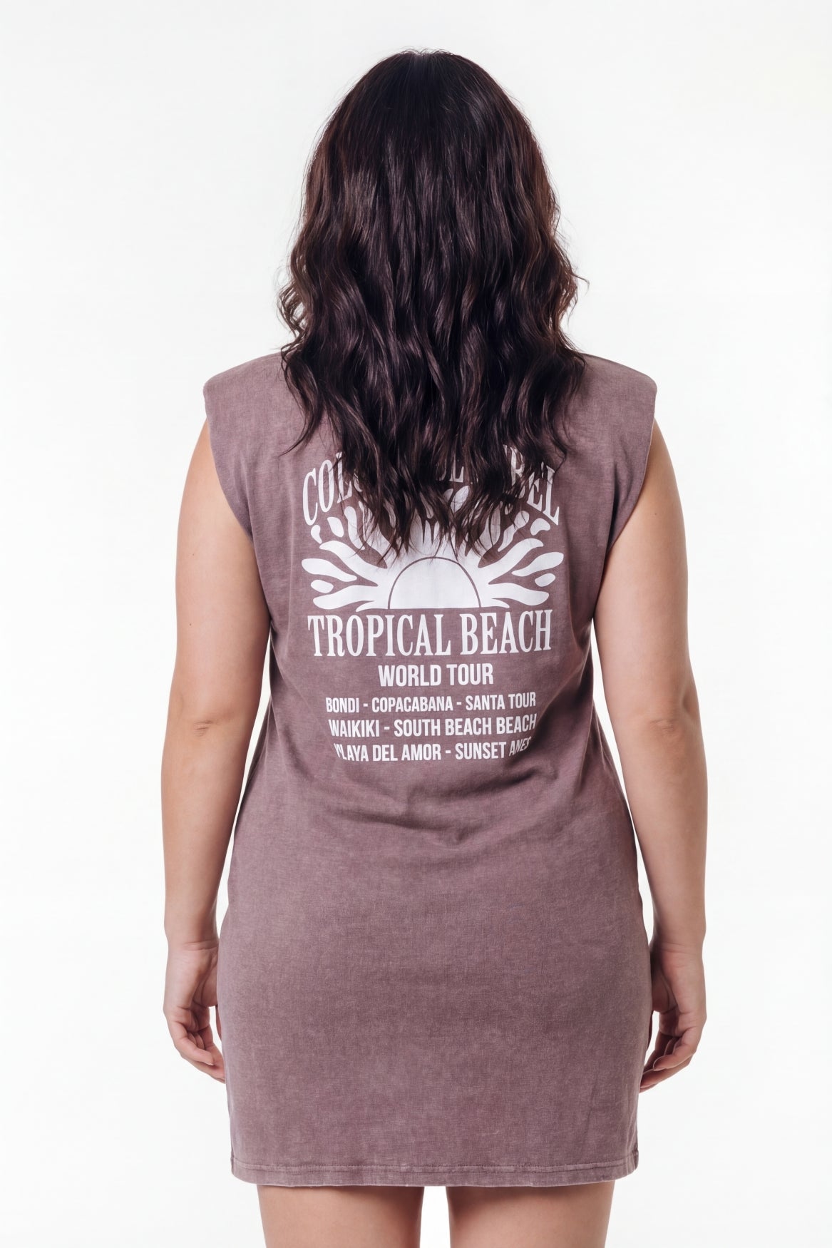 Tropcial Beach Padded Dress | Warm Brown