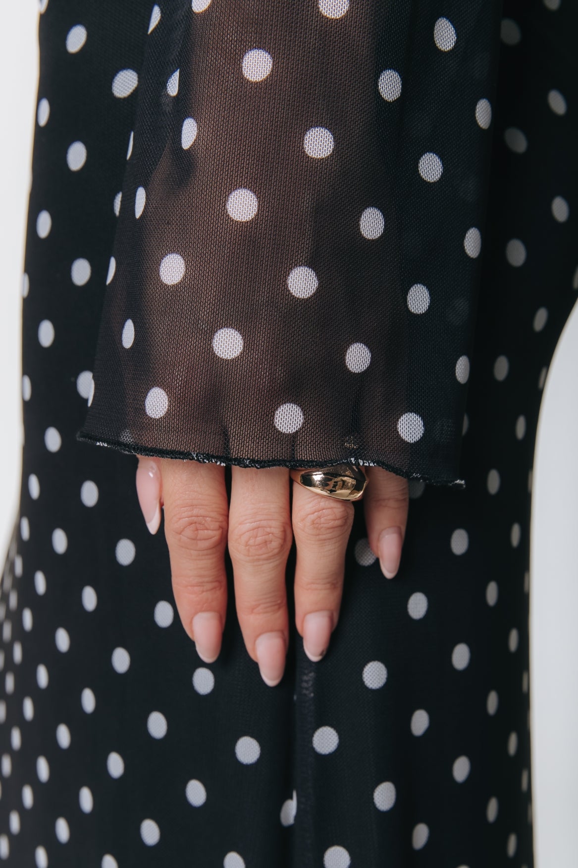 Maude Dots Mesh Maxi Dress | Black