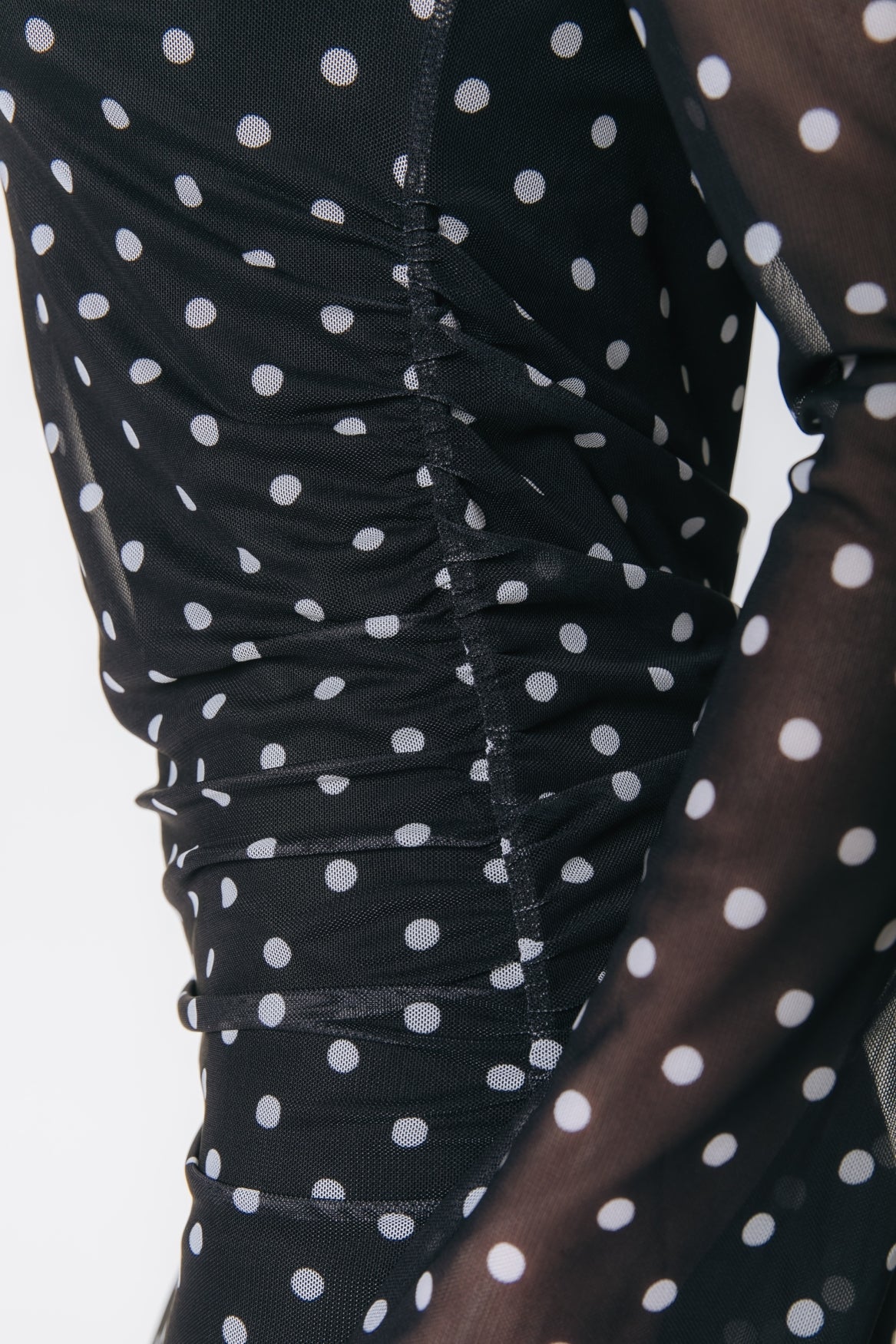 Maude Dots Mesh Maxi Dress | Black