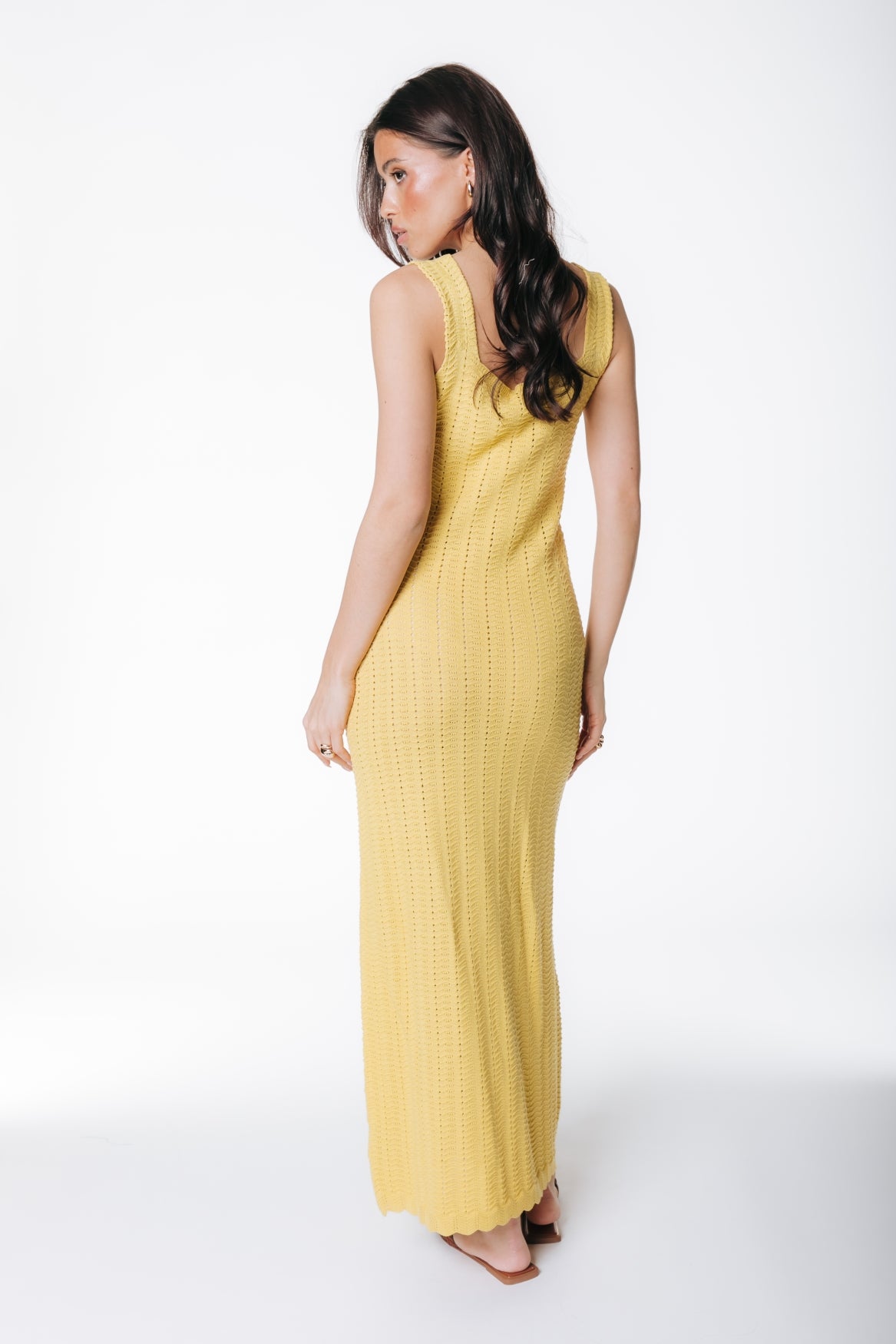 Nola Knitted Midi Dress | Warm yellow