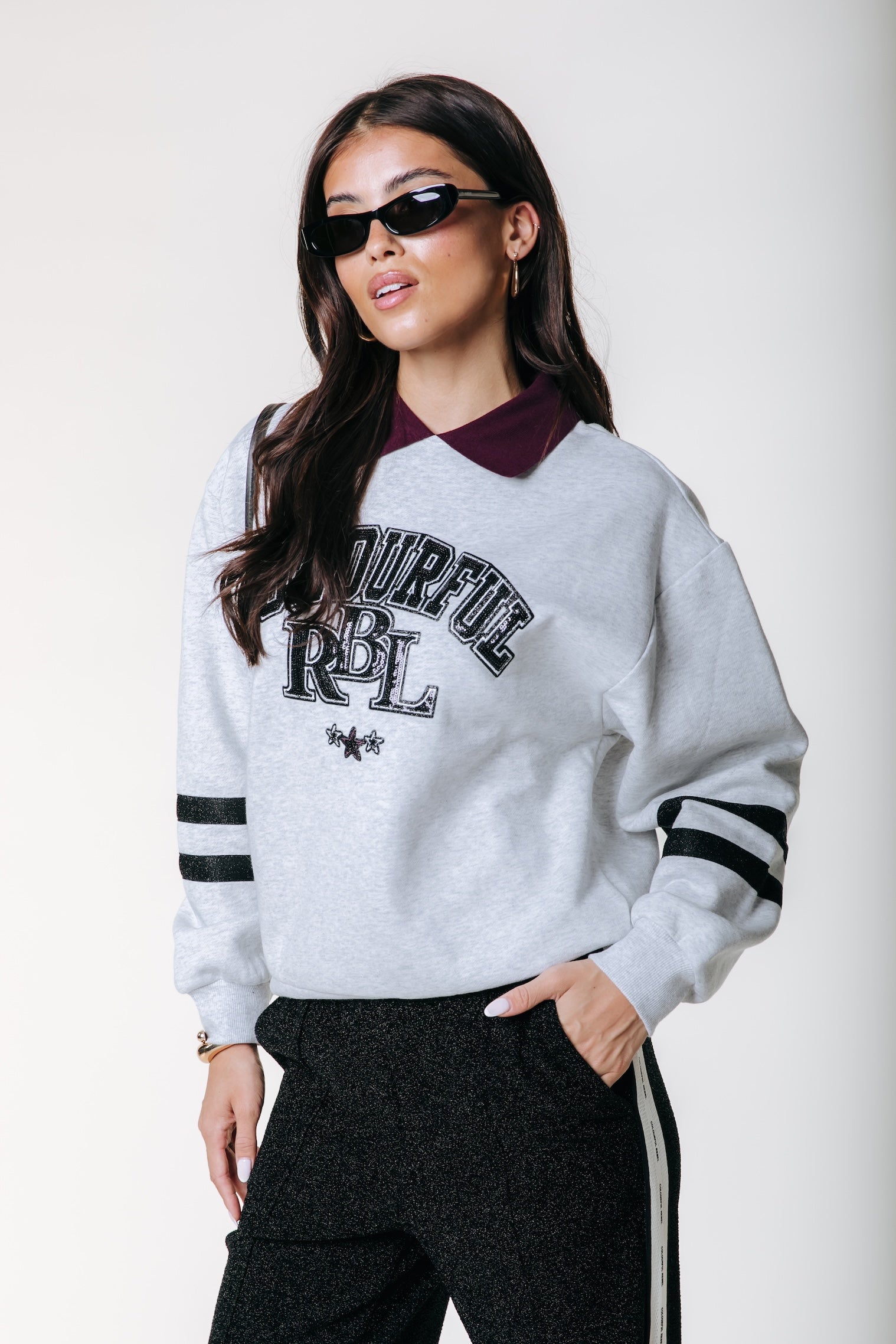 CR Lurex Sweat | Light grey melange