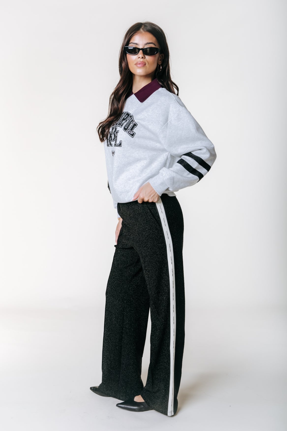 Vella Lurex Sport Pants | Black