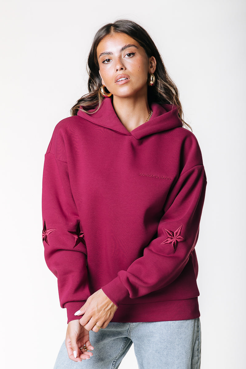 Stars Embro Hoodie | Bordeaux