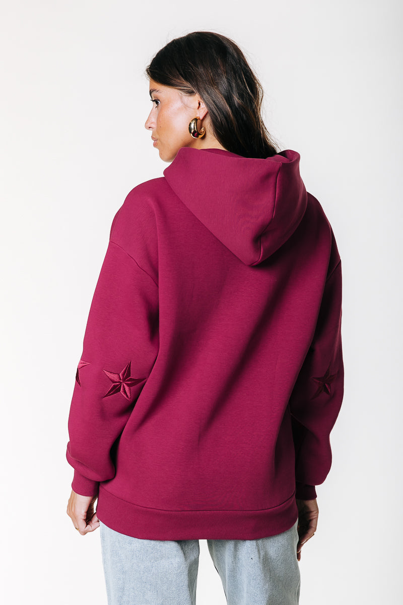 Stars Embro Hoodie | Bordeaux