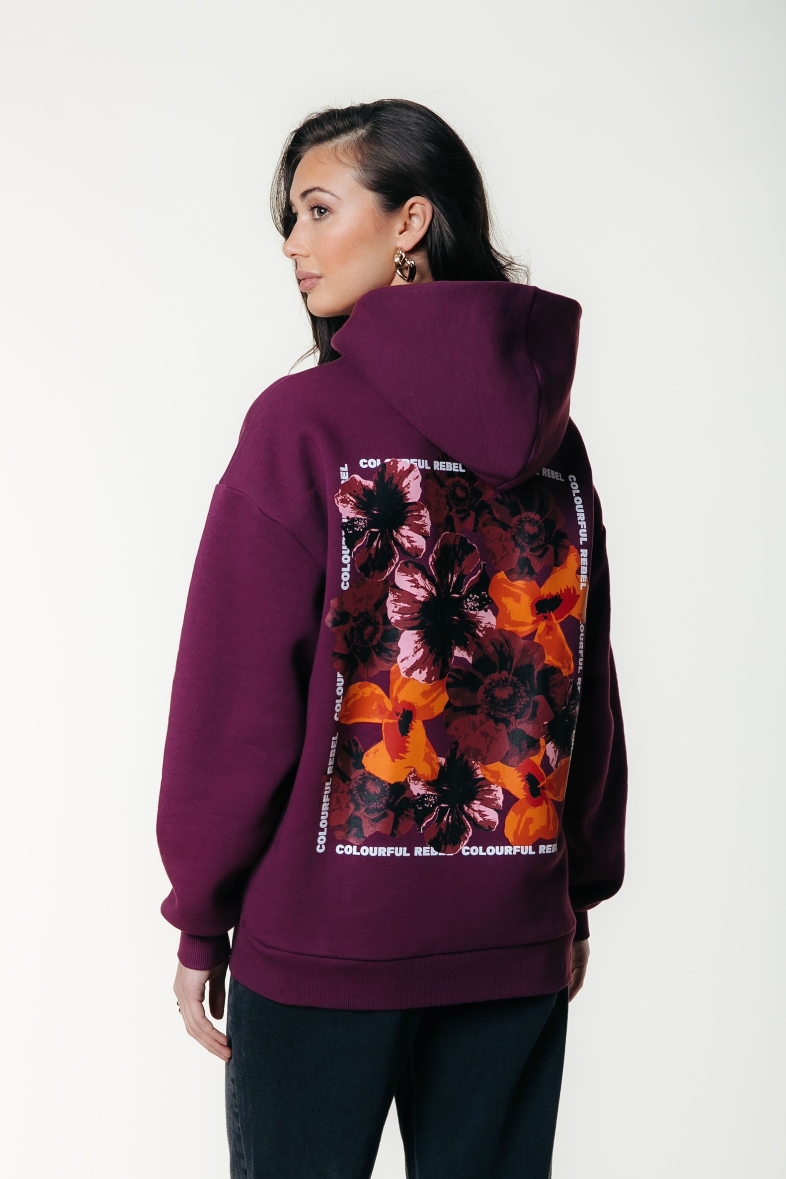 Flower Square Hoodie | Merlot Red
