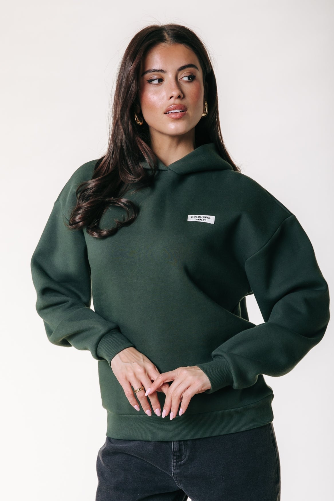 Label Hoodie | Dark green