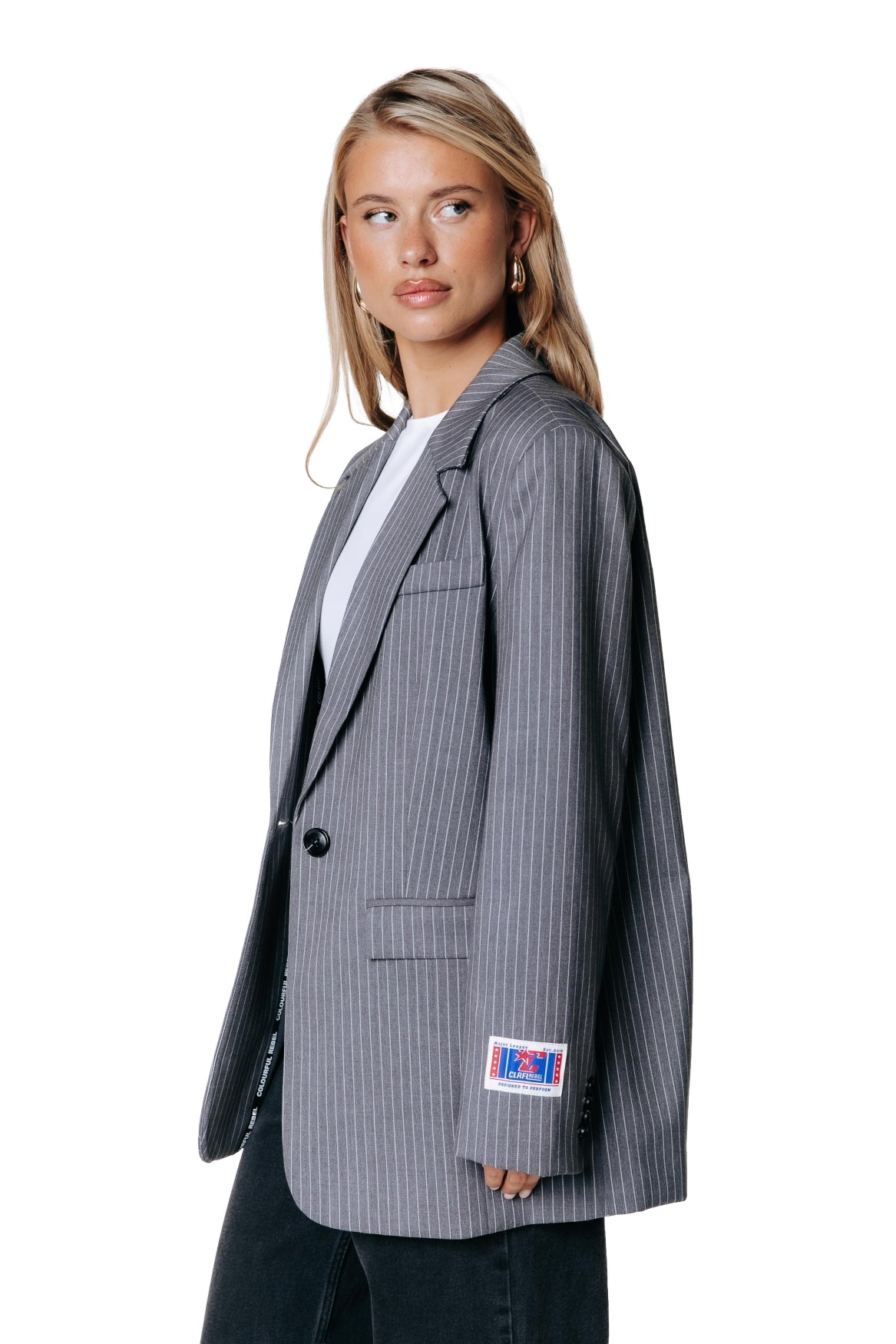 Jesra Stripe Blazer | Dark grey