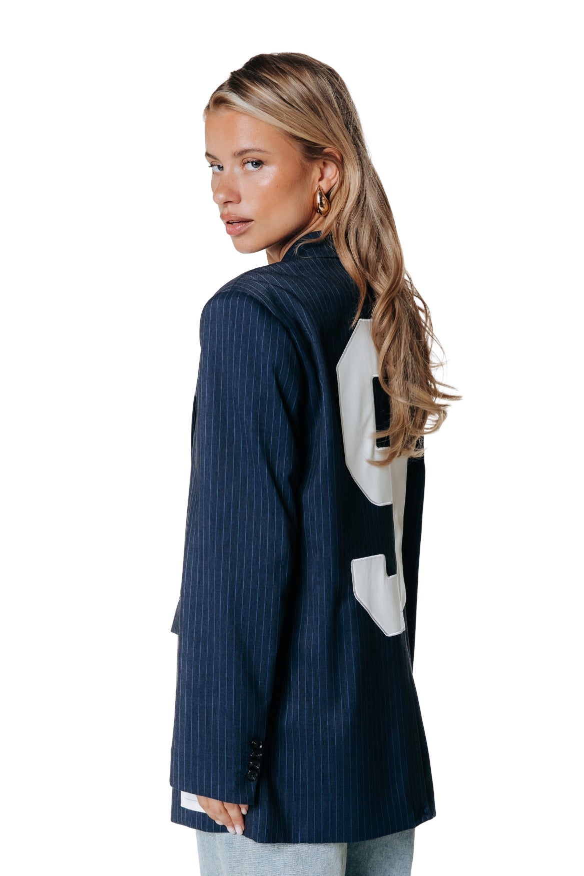 Jesra Stripe Blazer | Dark blue