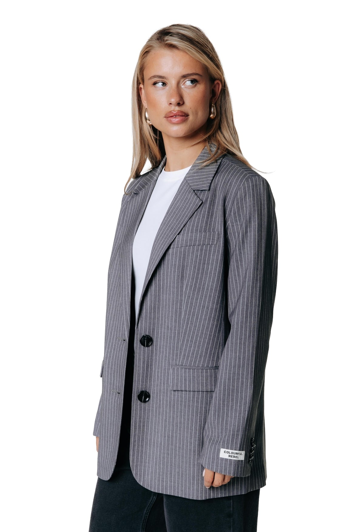 Gemma Pinstripe Blazer | Dark grey