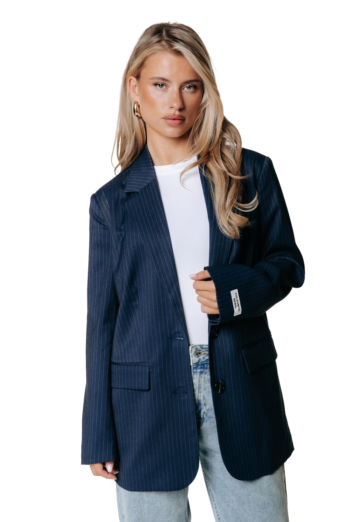 Gemma Pinstripe Blazer | Dark blue