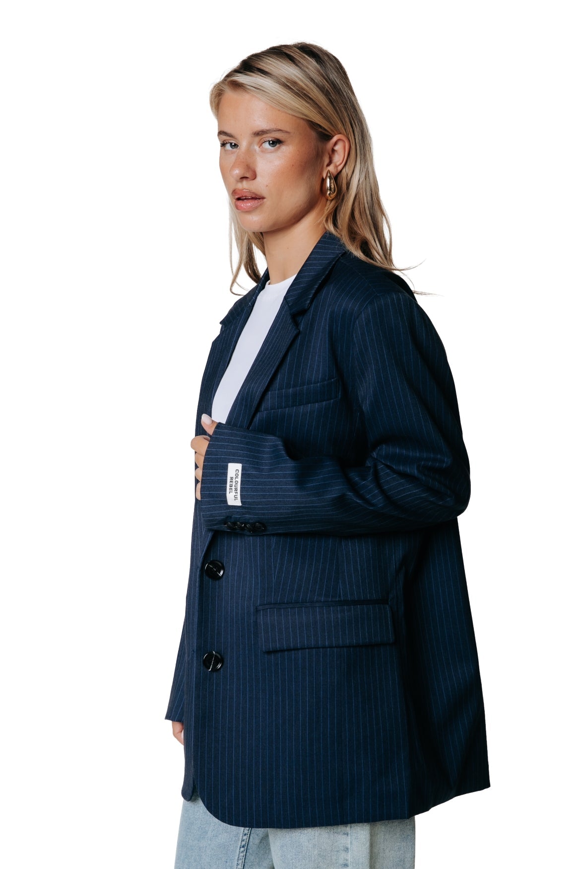 Gemma Pinstripe Blazer | Dark blue