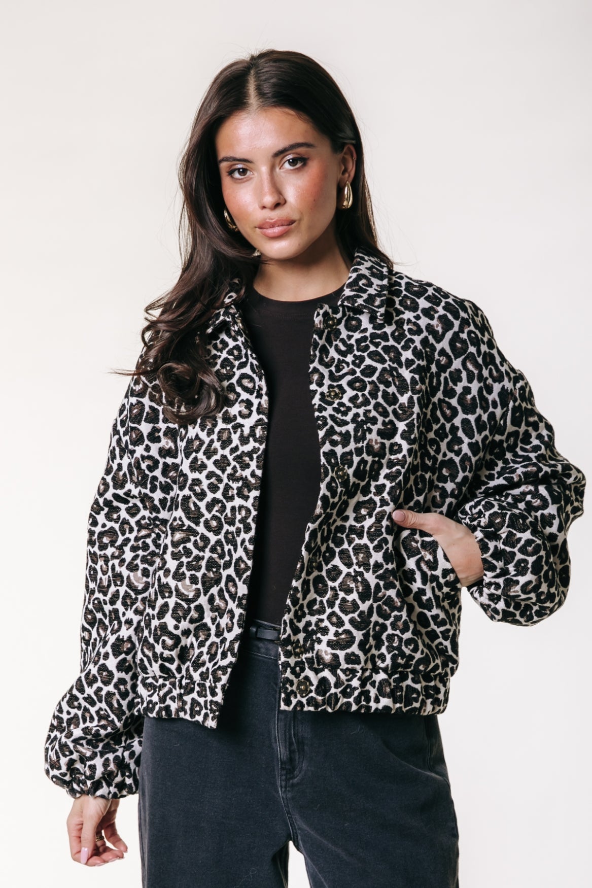 Bente Leopard Jacquard Jacket | Brown