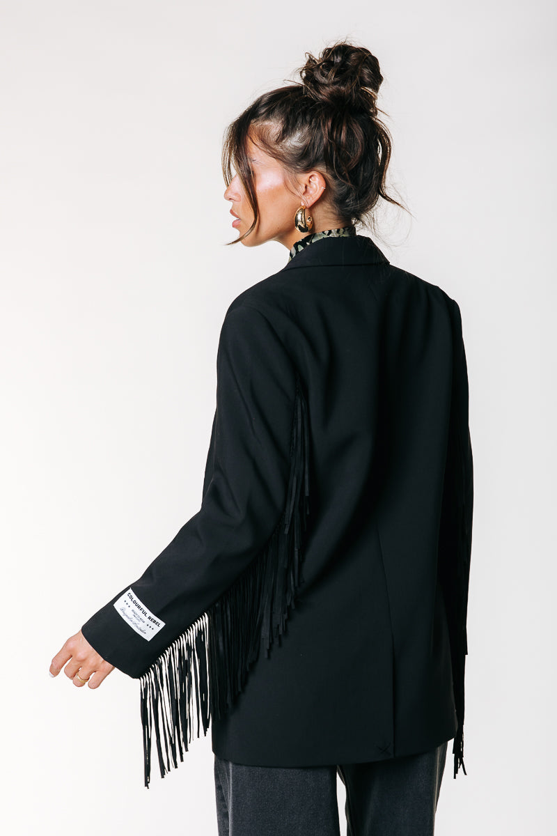 Jesra Fringe Blazer | Black