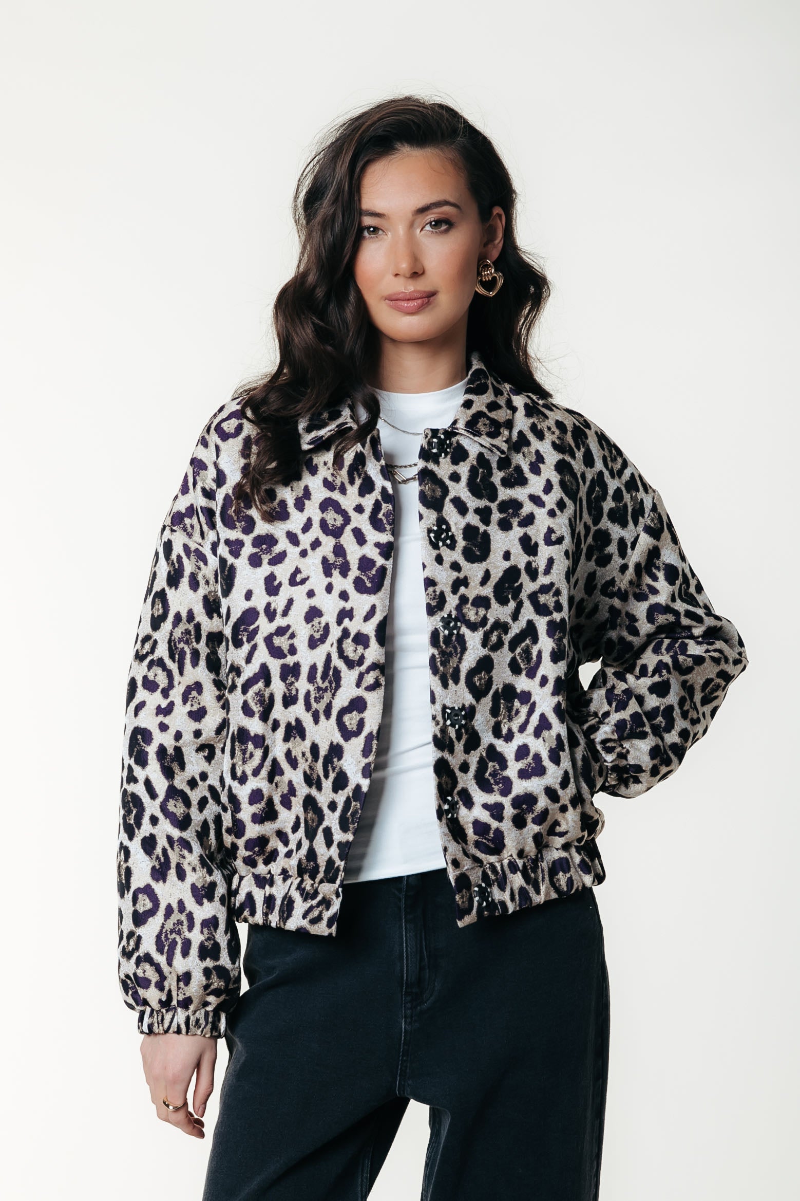 Bente Leopard Jacquard Jacket | Beige
