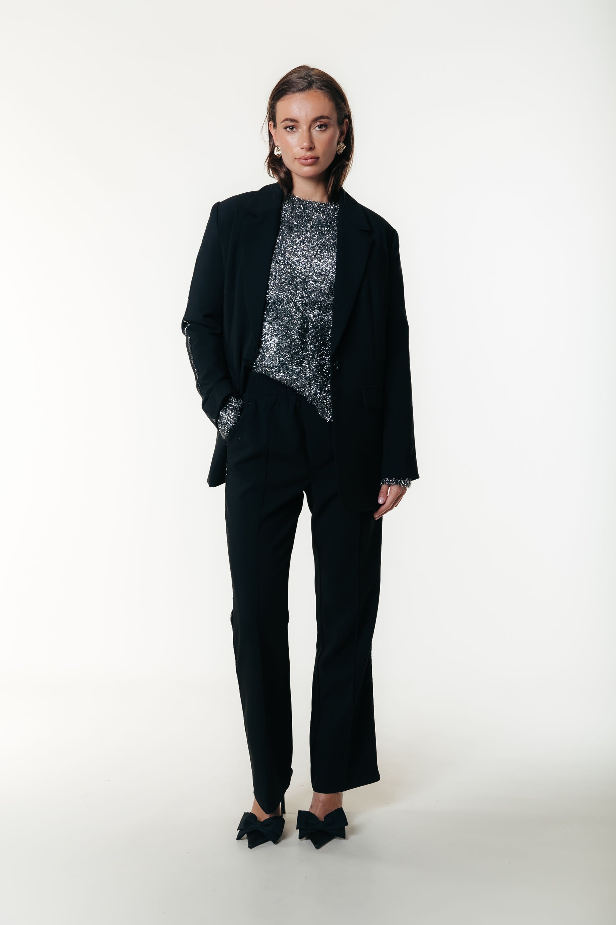 Jesra Glitter Tape Blazer | Black