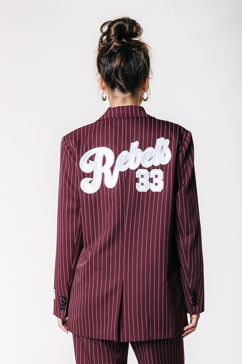 Jesra Stripe Blazer | Merlot Red