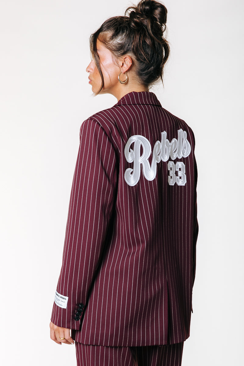 Jesra Stripe Blazer | Merlot Red