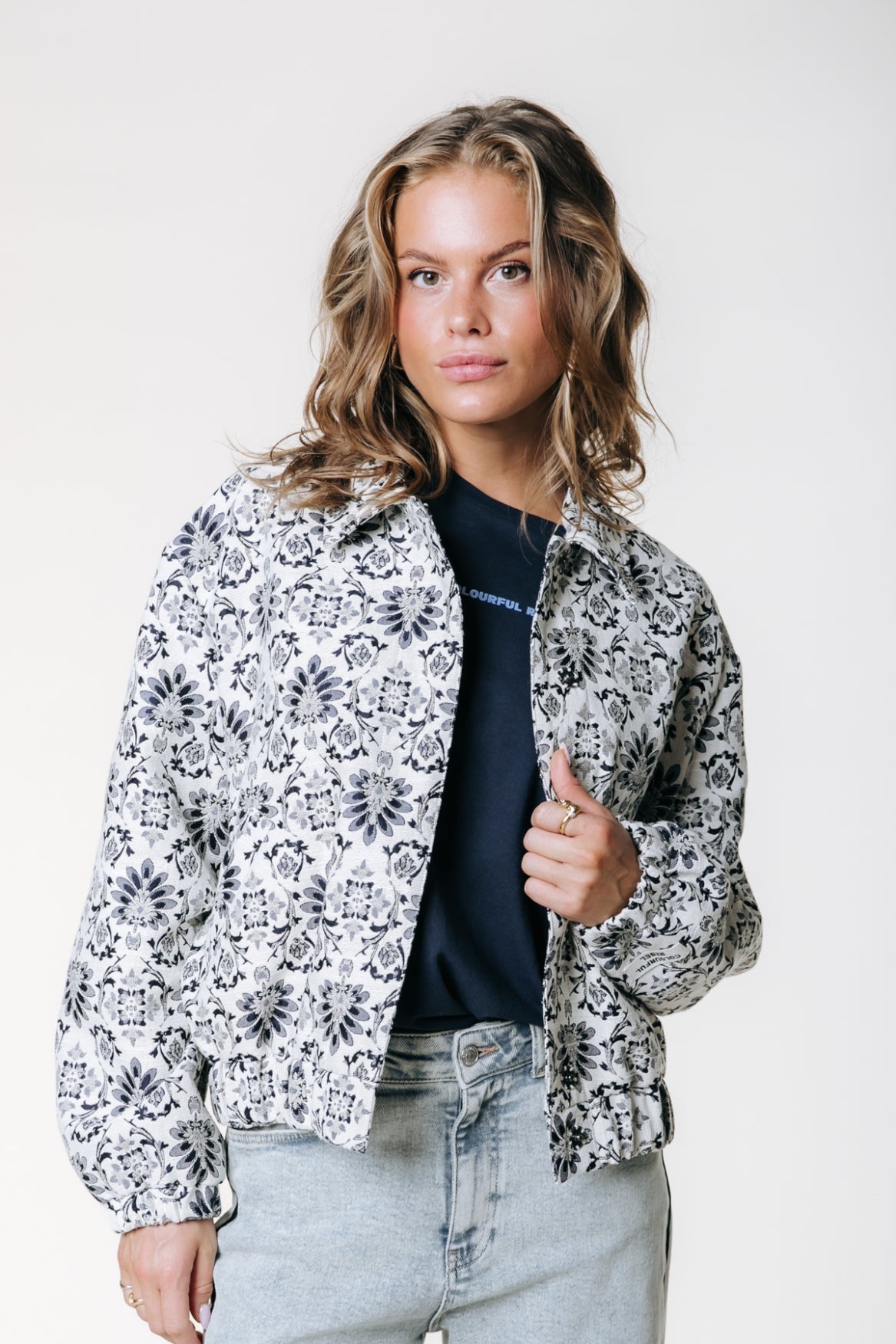 Bente Flower Jacquard Bomber Jacket | Multicolor