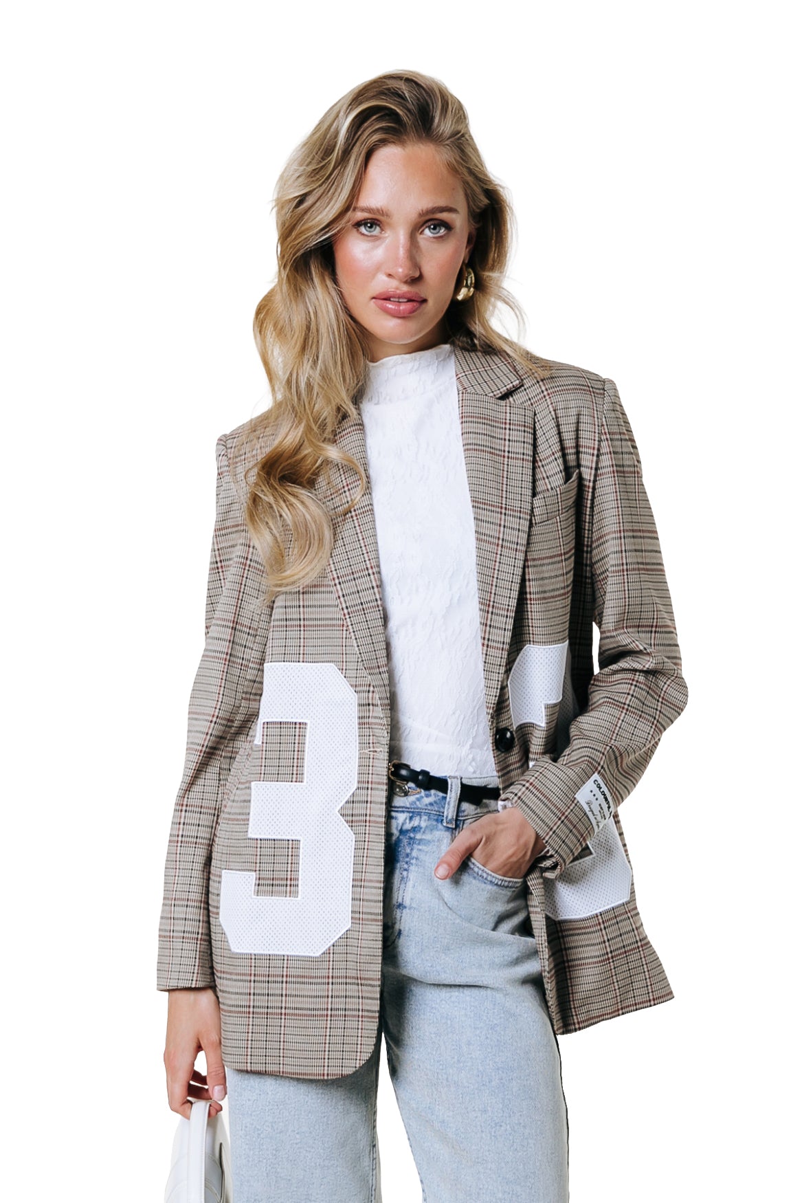 Paris Check Patch Blazer | Medium brown
