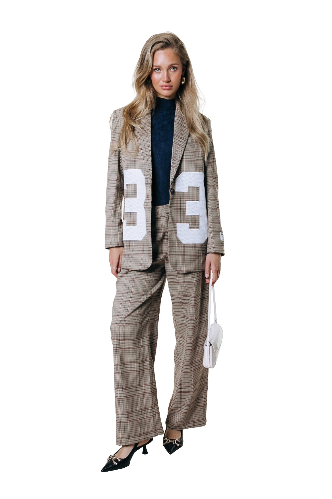 Paris Check Patch Blazer | Medium brown