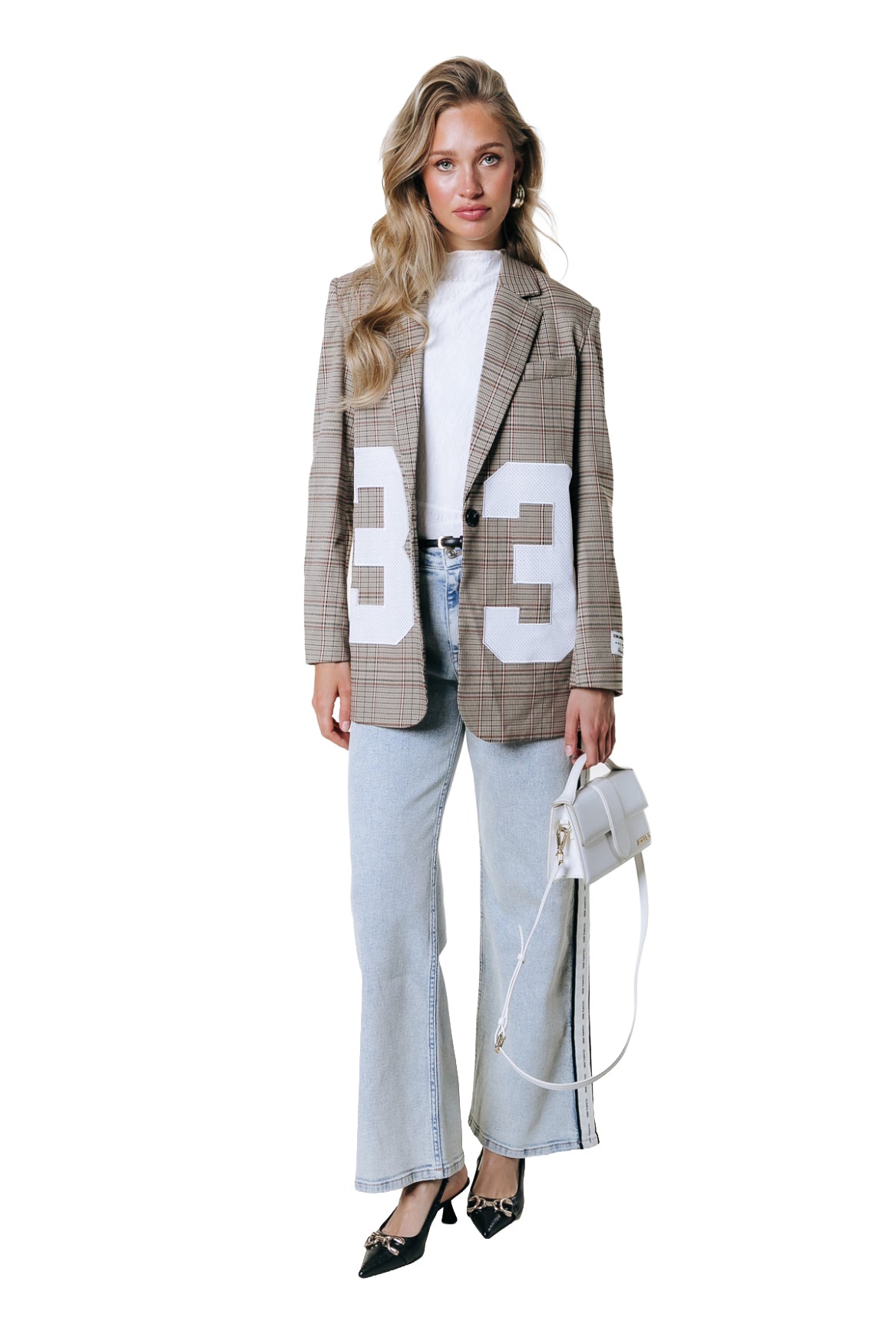 Paris Check Patch Blazer | Medium brown