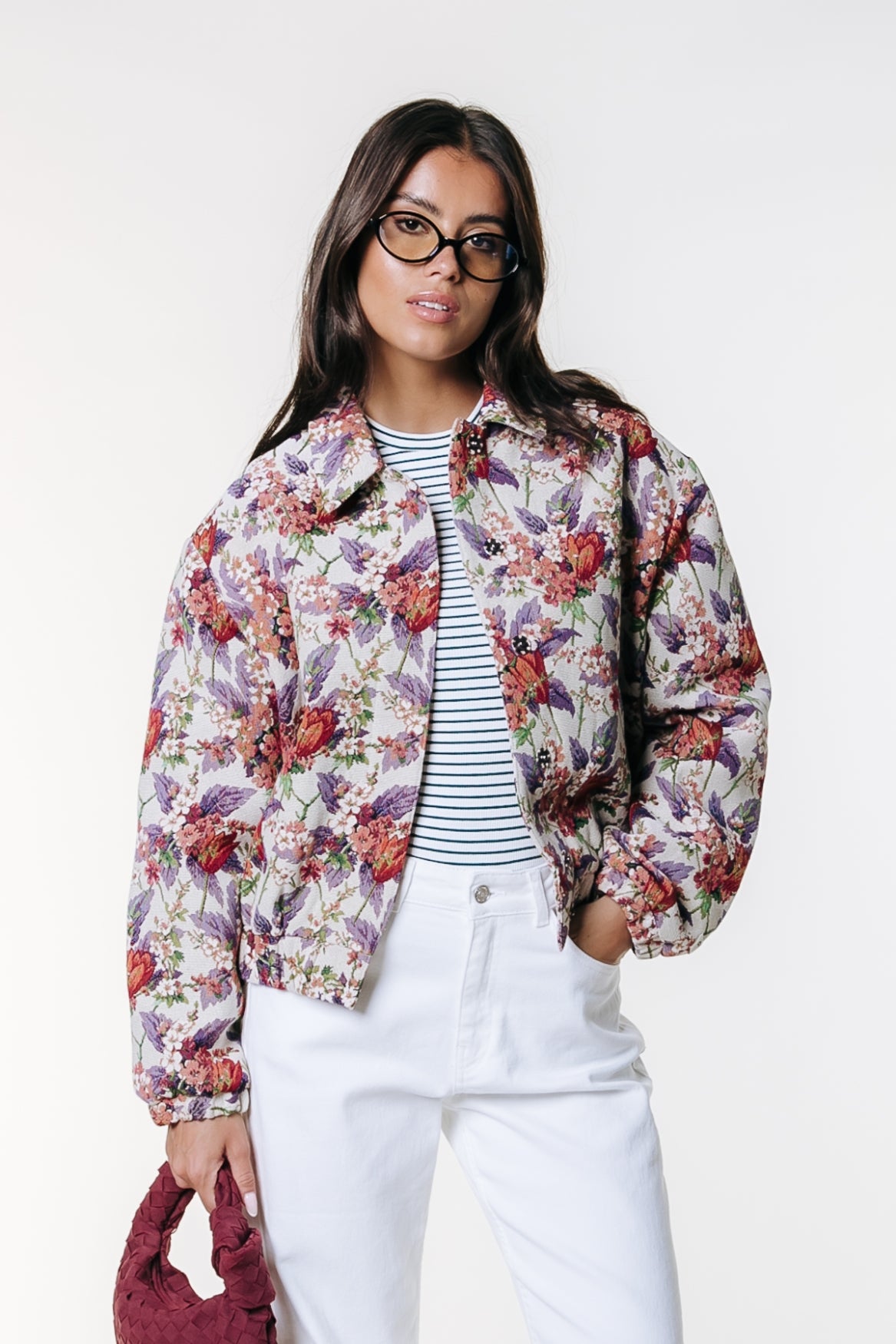 Bente Flower Jacquard Jacket | Off white