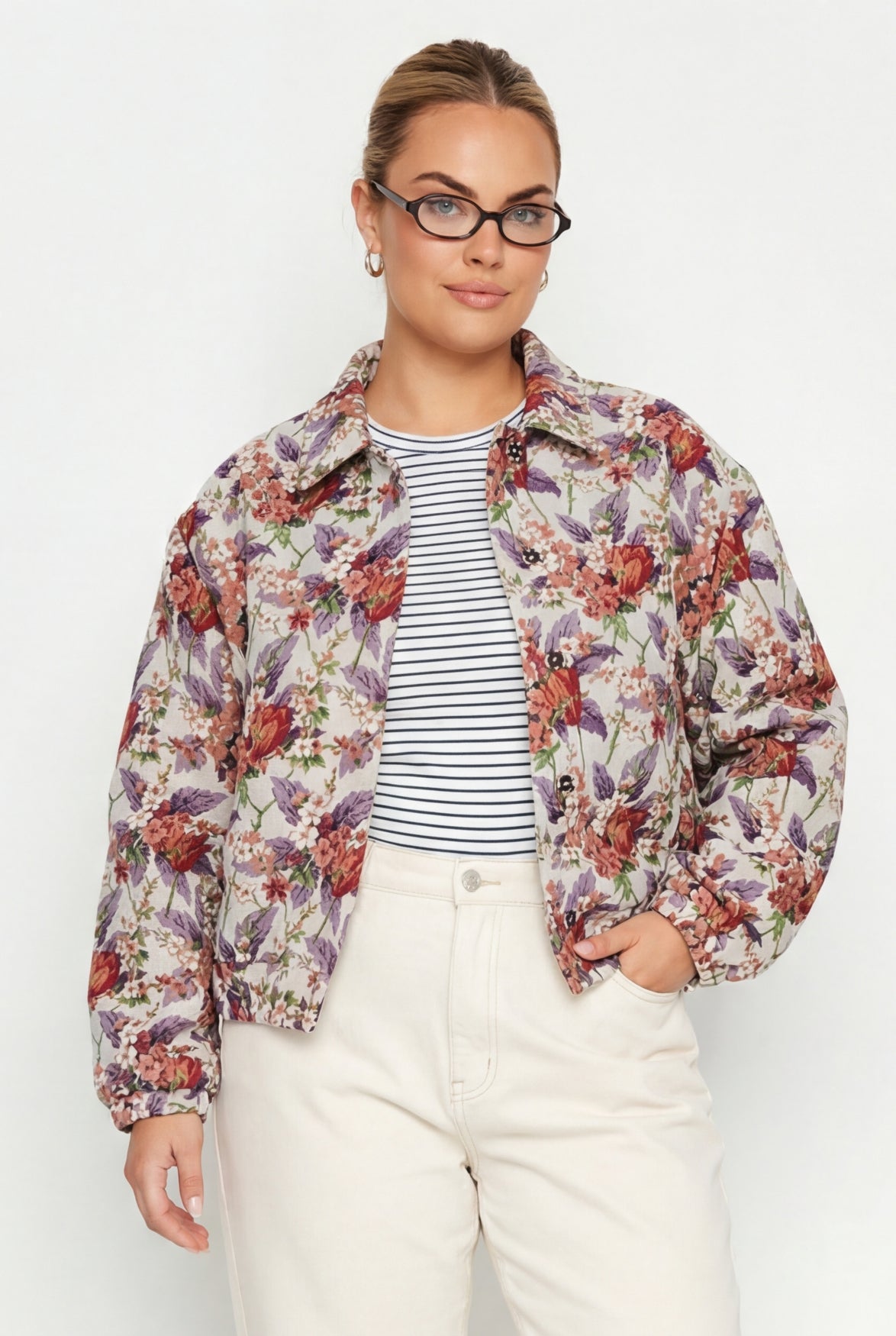Bente Flower Jacquard Jacket | Off white