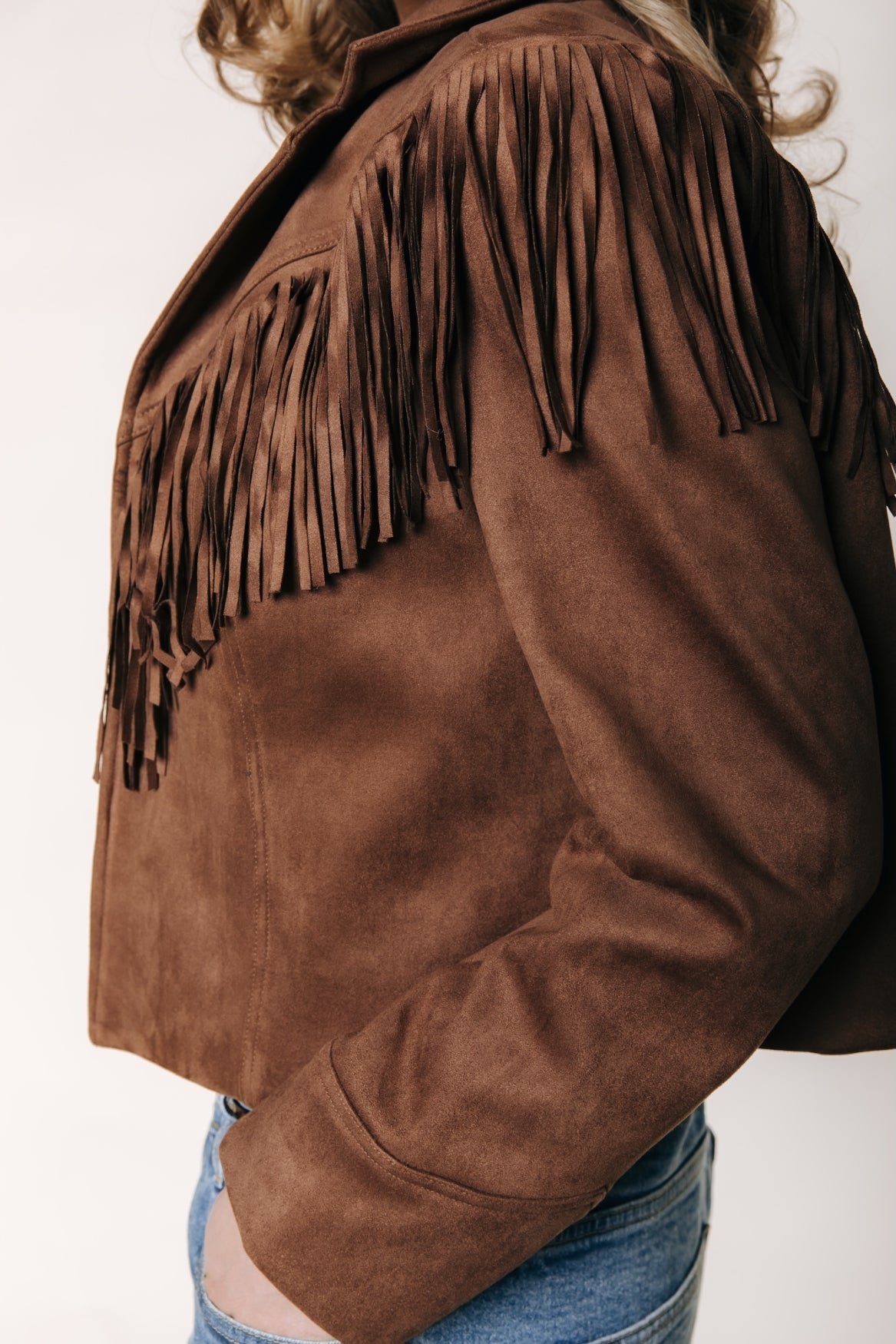 Gigi Fringe Cropped Blazer | Brown