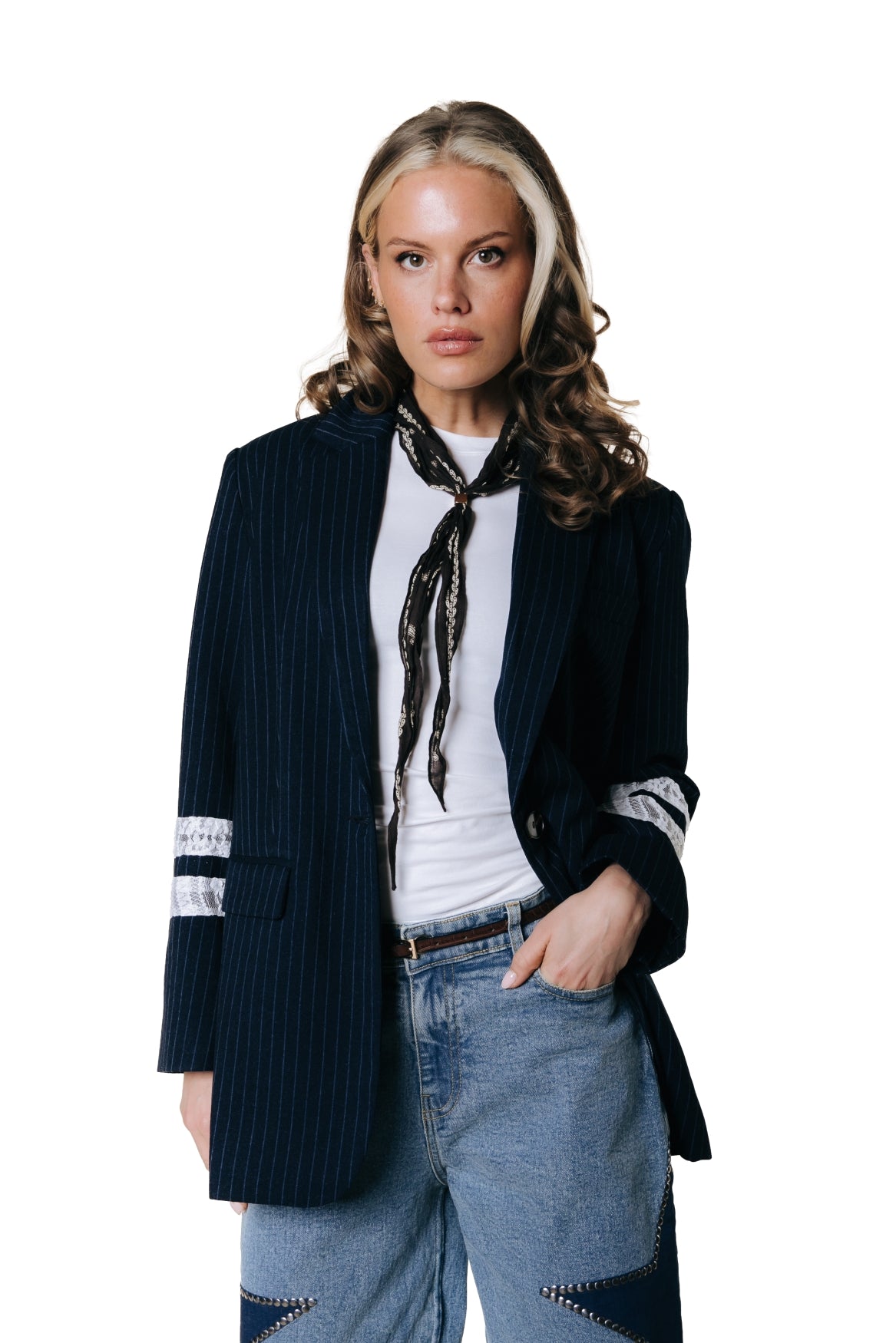 Jesra Pinstripe Blazer | Dark blue